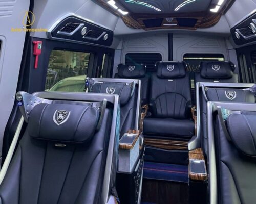 Tiện ích xe limousine 9 chỗ màu đen sang trọng