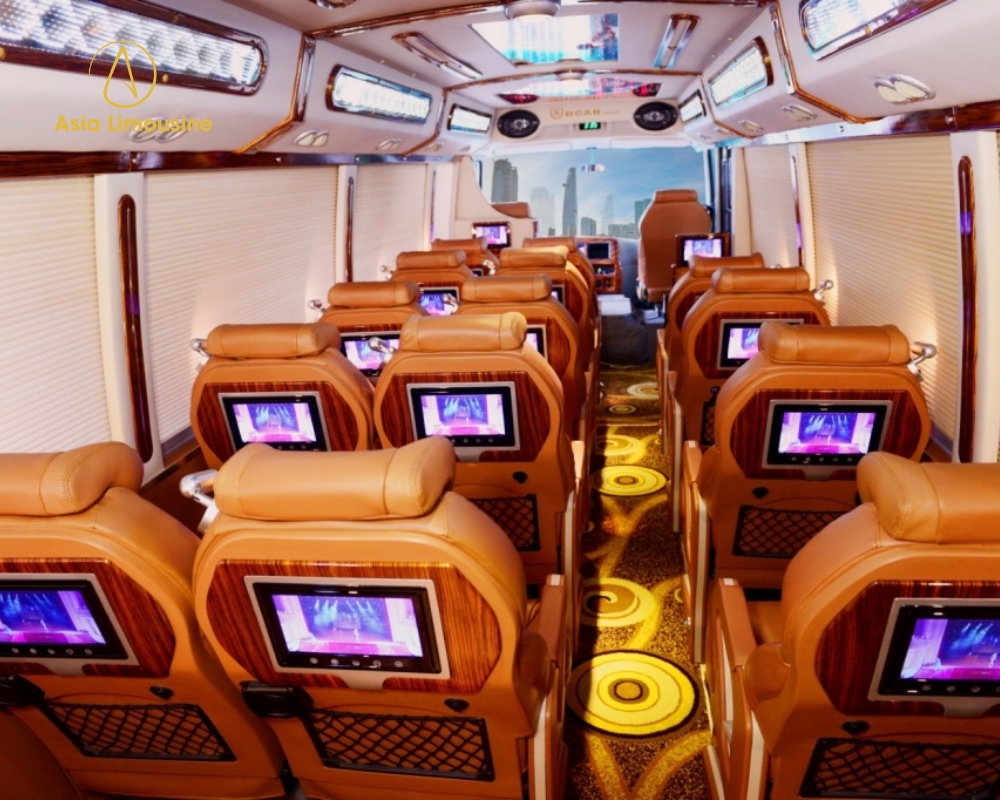 Khoang nội thất xe Fuso Limousine 16 chỗ